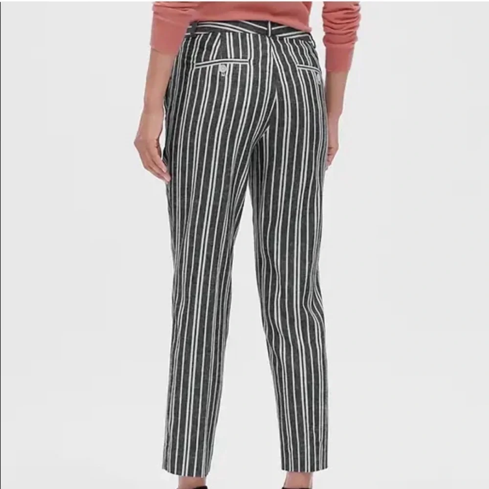 NWOT Banana Republic Avery Striped Linen Blend Tailored Ankle Pant Petite Sz 12
